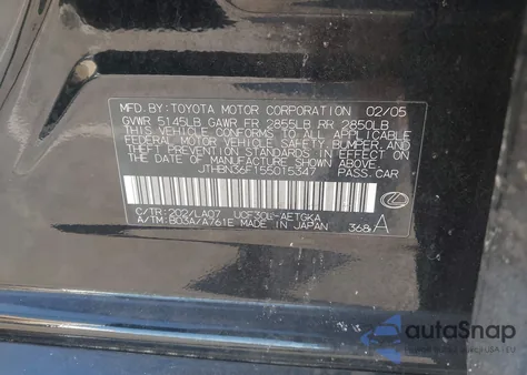 2005 Lexus Ls 430 from USA, damaged, VIN JTHBN36F155015347